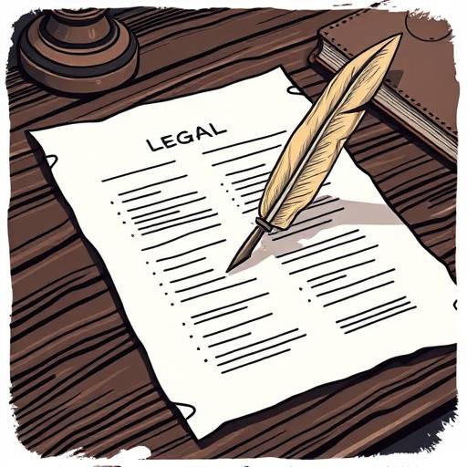 Stylized image of legal documents and a pen.